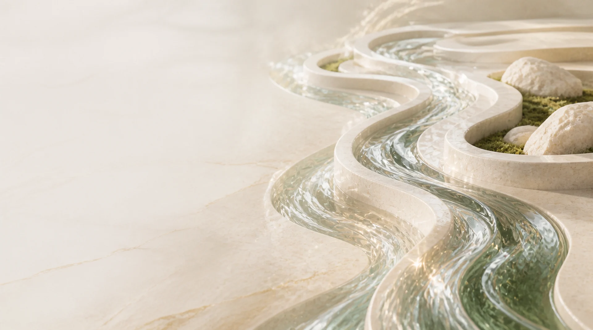 Sculpted ivory channels carrying a luminous current